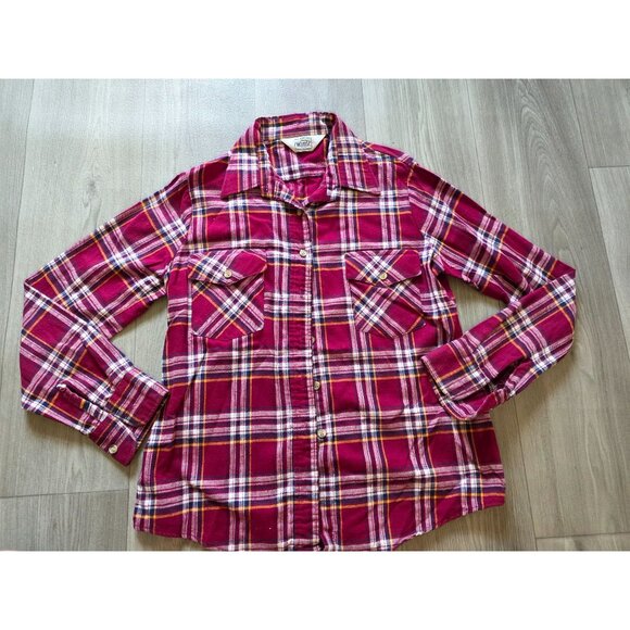 The Woolrich Woman Plaid Flannel Shirt L Red & White Checkered Button-Up - Picture 4 of 7